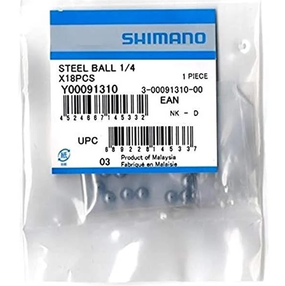 Shimano 1/4'' Çelik Bisiklet Arka Göbek Bilyesi 18 Adet
