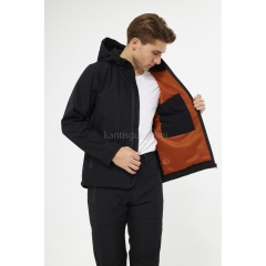 Orange Safety Softshell İş Montu Ceket Kapüşonlu Siyah
