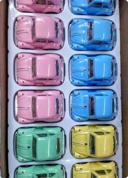 12 li Parlak Düz Renk Mini WosWos Araba Şeker Objesi
