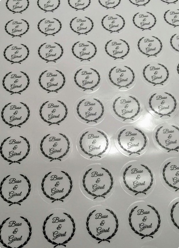 3 Cm Yuvarlak Şeffaf Sticker / Etiket 1 Sayfa (100 Adet)