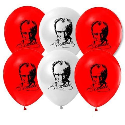10 Adet Atatürk Baskılı Küçük Paket Balon