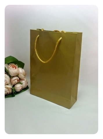 25 Li 17x25 cm Selefonlu Karton Çanta / Poşet Altın