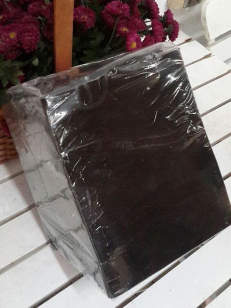 25 Li Siyah Körüklü Karton Çanta 14x17 Cm