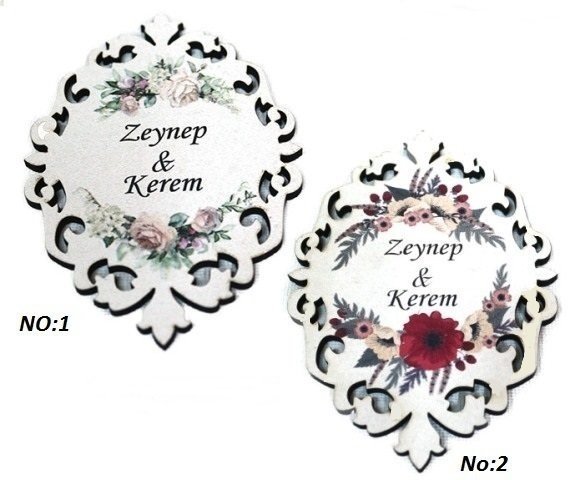 Çiçek Desenli Şekilli Ahşap Süs (7*10cm)