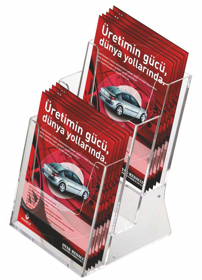 Masaüstü 3 Katlı Akrilik Broşürlük