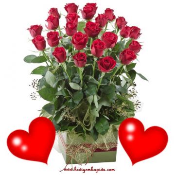 14 Şubat Sevgililer Günü Özel Balıkesir Çiçekçi 24 Kırmızı Gül Özel Aranjman