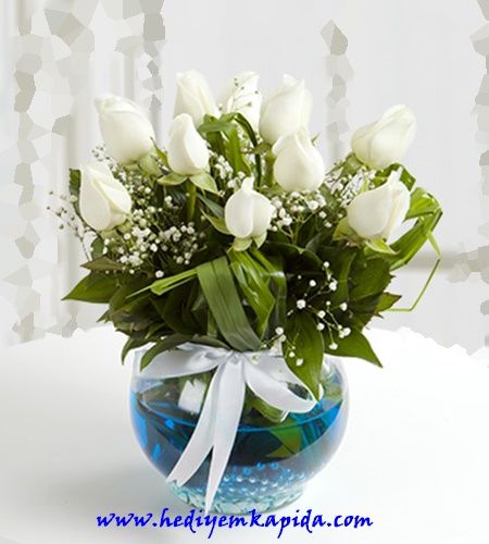 Erkek Bebek Doğum Çiçeği Beyaz Gül Aranjman Balıkesir Çiçek