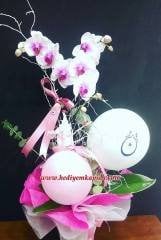 Orkide Balonlu Doğum Çiçeği