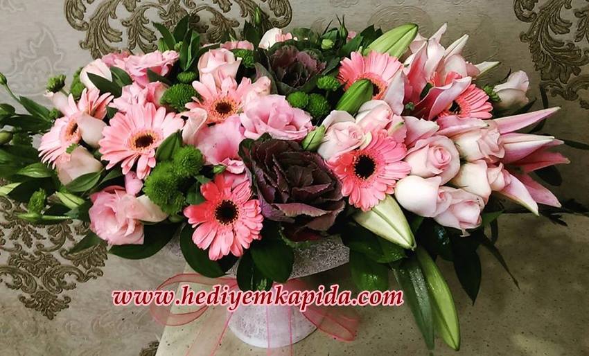 Pembe Aranjman Gül Gerbera