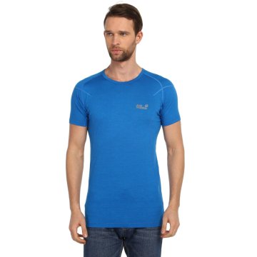Merino Wool  Merinos Yün Mavi Erkek Termal İçlik T-Shirt