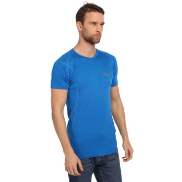 Merino Wool  Merinos Yün Mavi Erkek Termal İçlik T-Shirt