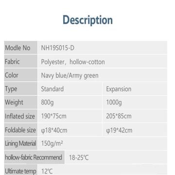 Naturehike H150 ( L ) Zarf Tarzı Pamuklu Uyku Tulumu -4°C