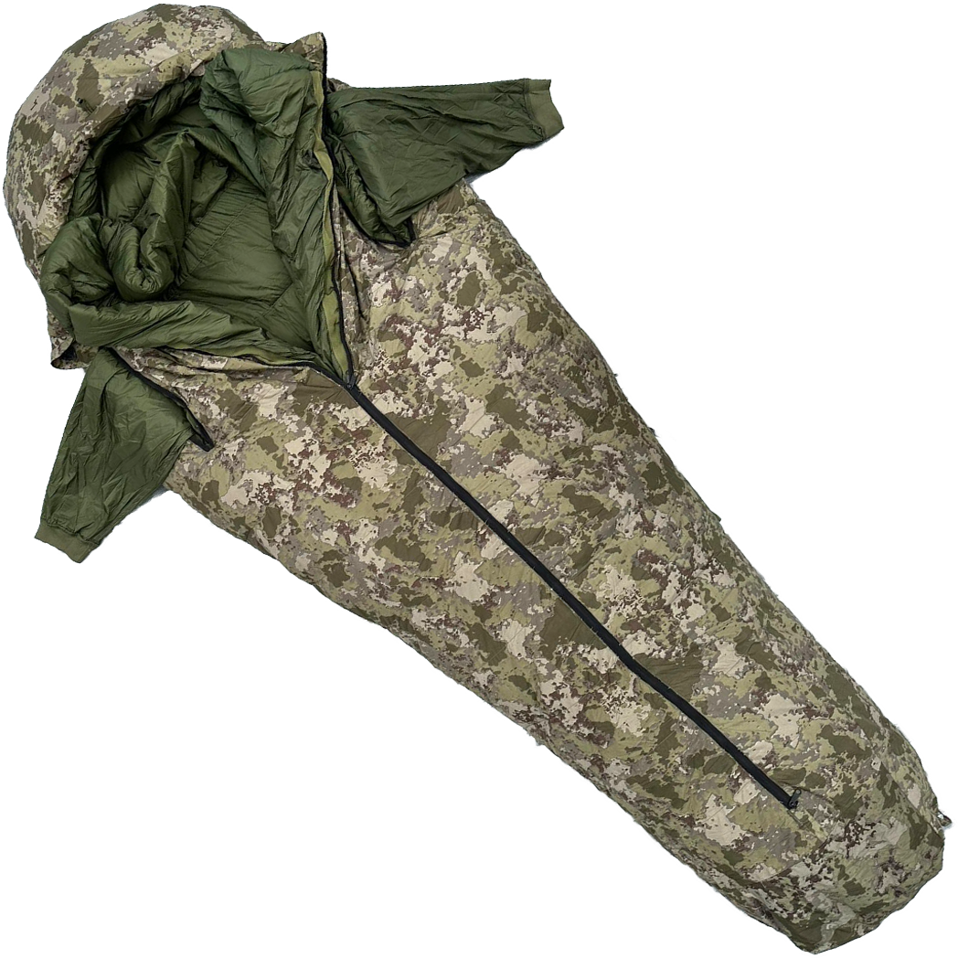 Bushlove Snag Military -44C 800 Fill Kamuflaj Kaz Tüyü Ultralight Uyku Tulumu (Kolları Çıkabilir)