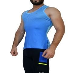 Asics ProDryFit Spor Fitness Koşu Outdoor A. Mavi Kolsuz Body