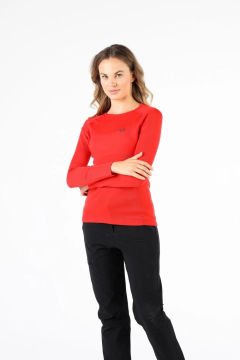 Woolona Alize Kadın Kırmızı Uzun Kollu %100 Yün Termal İçlik