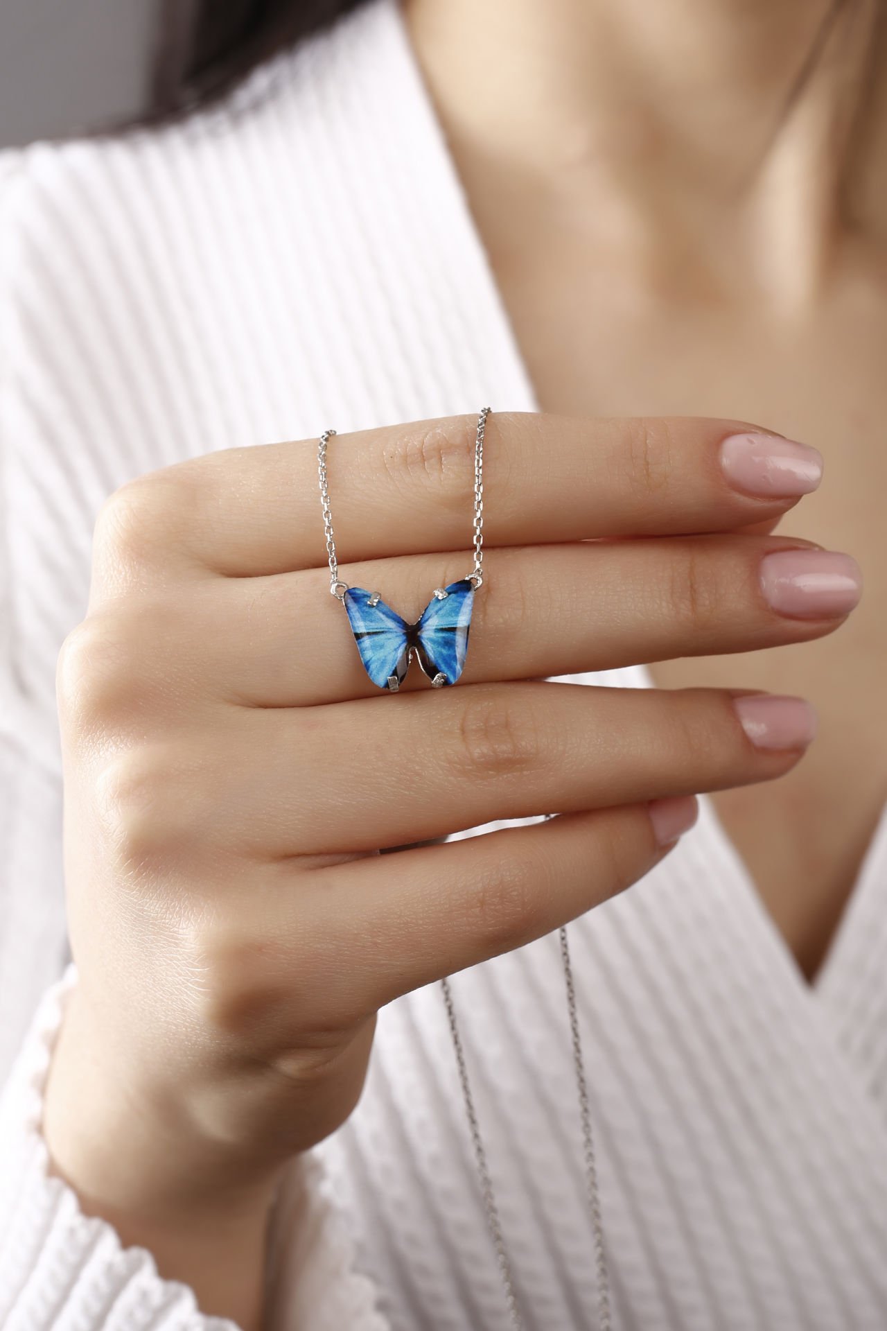 Mavi Kelebek Gümüş Kolye, en güzel doğum günü hediyesi