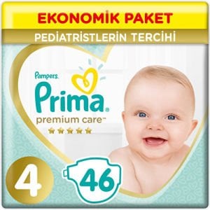 Prima Premium Care Bebek Bezi 4 Beden Maxi 9-14 Kg 46li Ekonomik Paket