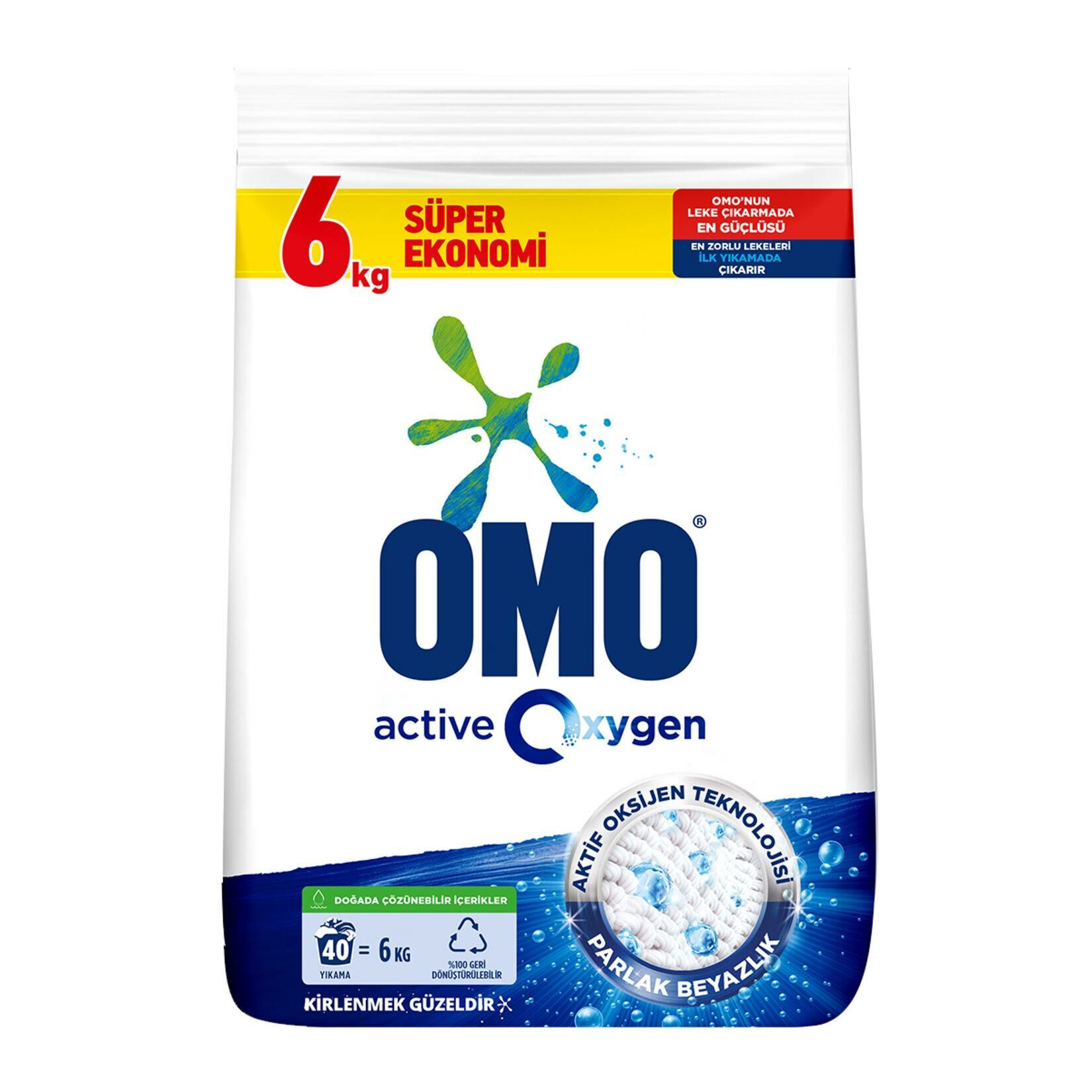 Omo Active Oxygen Toz Çamaşır Deterjanı Beyazlar İçin 6 Kg