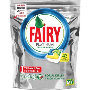 Fairy Platinum Bulaşık Makinesi Deterjanı Tableti / Kapsülü Limon Kokulu 43 Yıkama