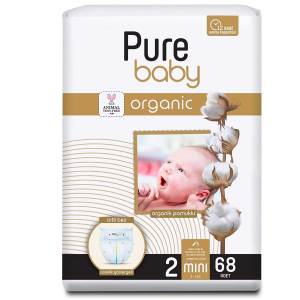Pure Baby Organik Pamuklu Cırtlı Bez 2 Numara Mini 68'li