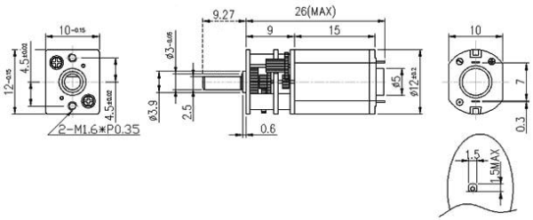 150:1 6V 210RPM Redüktörlü Mikro DC Motor PL-997