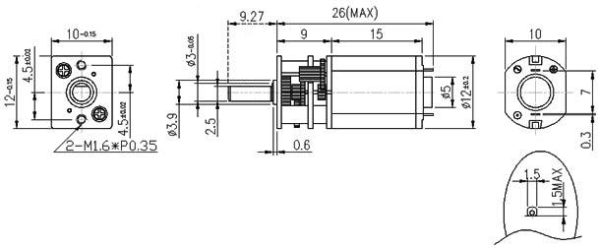 30:1 6V 1000RPM Redüktörlü Mikro DC Motor PL-1093