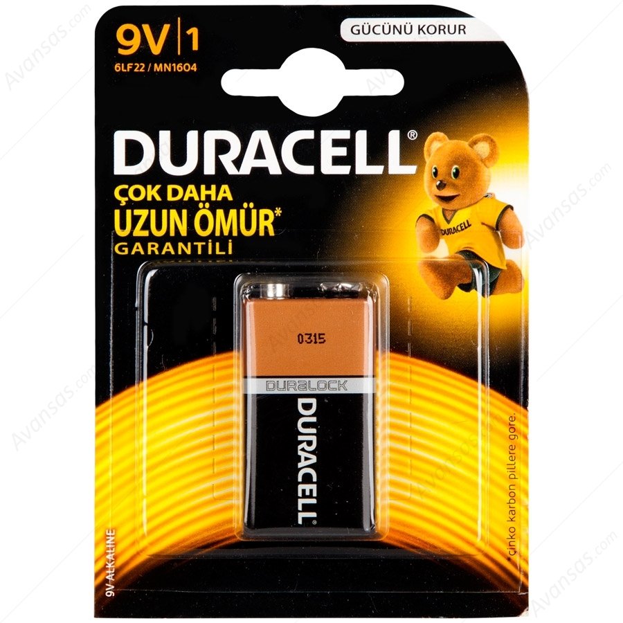 Duracell Alkalin 9 Volt Pil Tekli Paket