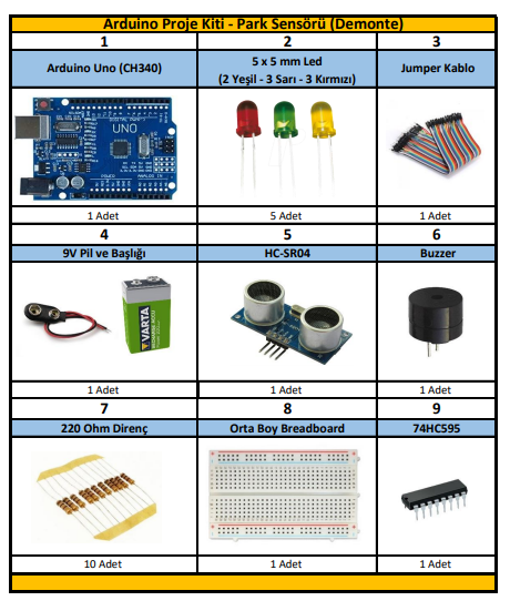 Arduino Proje Kiti - Park Sensörü (Demonte)