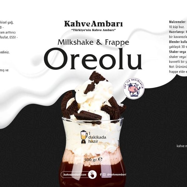 Oreolu Milkshake Frappe Tozu 500 gr