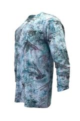 Apex V2 Erkek Uzun Kollu Bisiklet Yaka Balıkçı Yelkenci Çekiç Kafa Desenli Mavi UV Korumalı Tişört