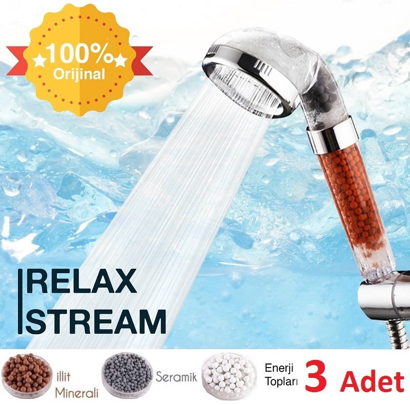 Relax Stream %50 Su Tasarruflu Duş Başlığı - Arıtmalı Duş Başlığı - 3 Adet