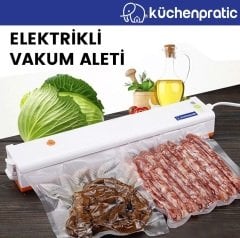 Küchen Pratic Ev Tipi Elektrikli Vakum Makinesi - Gıda Vakum Makinesi - 10 Poşet Hediye - Turuncu