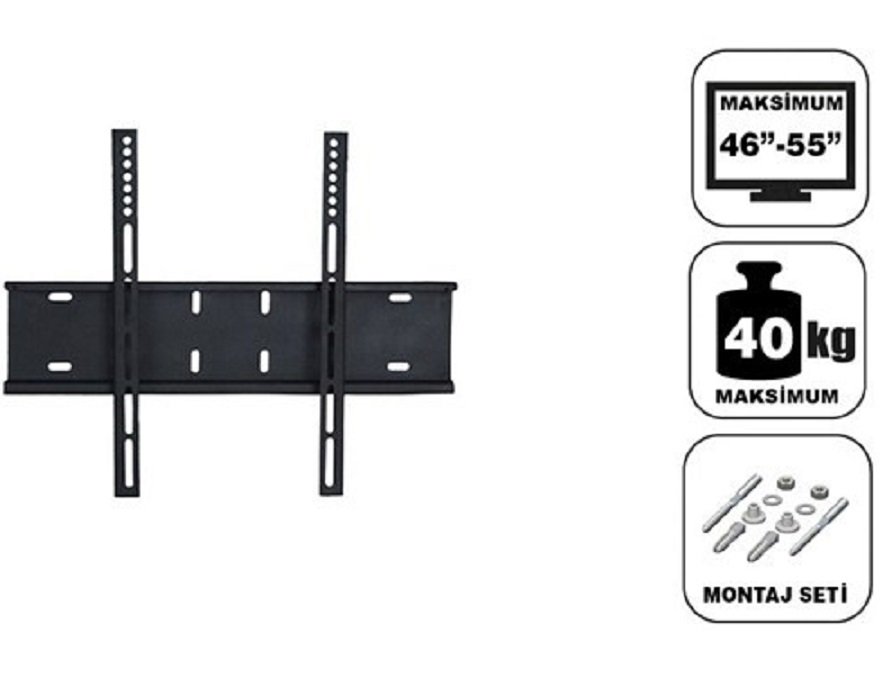 Achill 46''-55'' Ekran Sabit Tv Askı Aparatı Tüm Tv 'ler İçin - Su Terazili