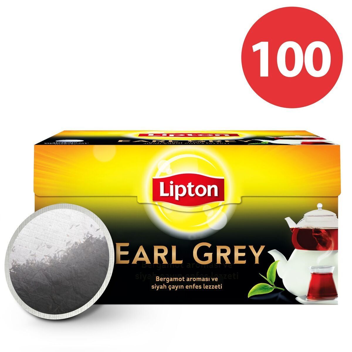 Lipton Earl Grey Bergamot Aromalı Demlik Süzen Poşet Çay 100 Adet