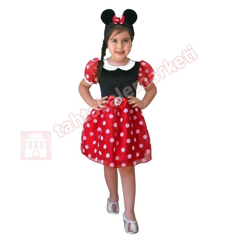 Minnie Mouse Kostümü Çocuk Kıyafeti Lisanslı 4-6 Yaş