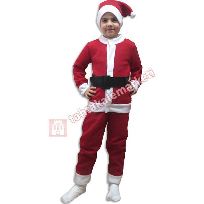 Çocuk Noel Baba Kostümü Polar Kumaş 7-8 Yaş