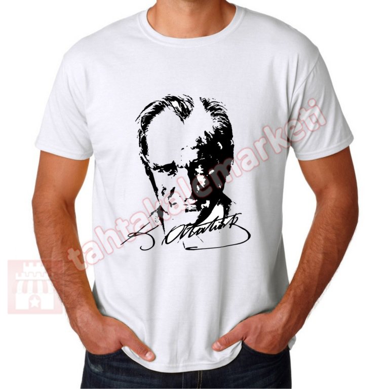 Yetişkin Atatürk Tişört Beyaz Atatürk Baskılı T-Shirt
