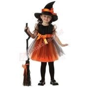 Tatlı Cadı Kostümü Turuncu Halloween Cadı Kıyafeti