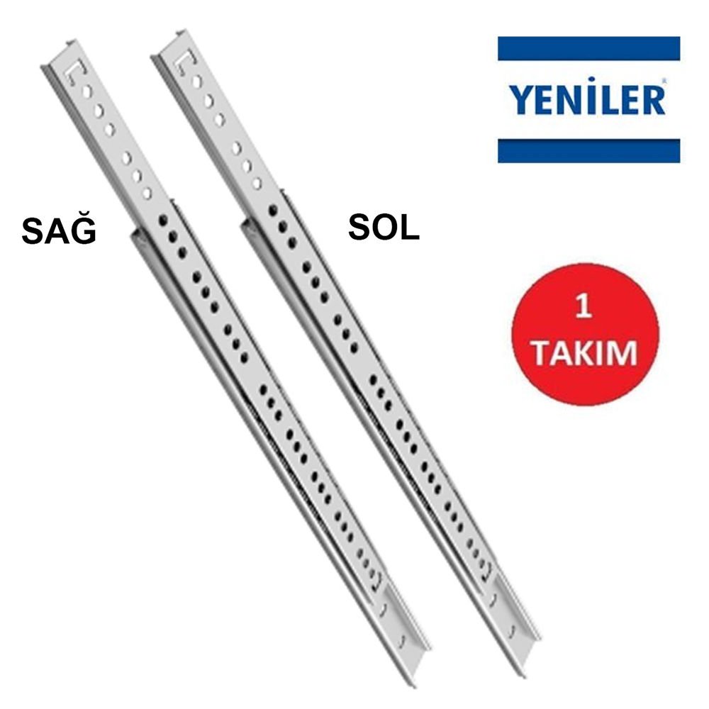 YENİLER 27 mm * 45 cm TEK AÇILIM İNCE BİLYALI ÇEKMECE RAYI