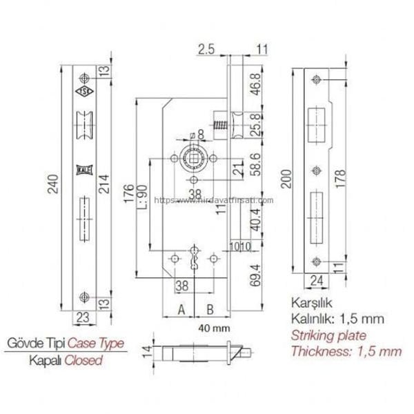 40 MM 23 RULMANLI OVAL ODA KİLİT SİYAH