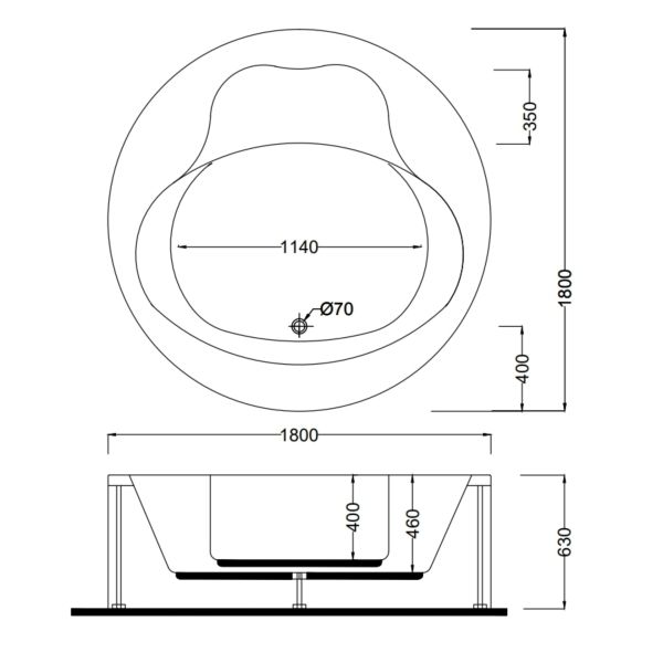 180 CM JAKUZİ YUVARLAK BAĞIMSIZ