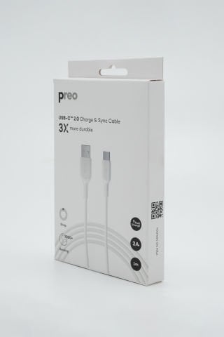 Preo MMU104 2A-USB-A to USB-C 1m Şarj ve Data Kablosu