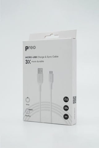 Preo MMU115 2A-USB-A to Micro 1 m Şarj ve Data Kablosu