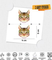 Polygonal Üçgen Tasarımlı Kedi 2'li Set Sticker Çınar Extreme