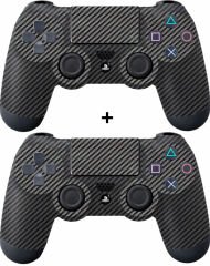 PS 4 Siyah Carbon Fiber DualShock Kol Kaplama 2 Adet Çınar Extreme