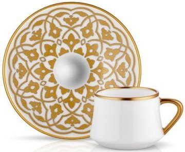 Koleksiyon Sufi Lale Altın 6 lı Kahve Fincan Seti
