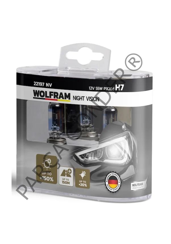 Wolfram Night Vision +%150 Fazla Işık 55W  H7 Far Ampülü