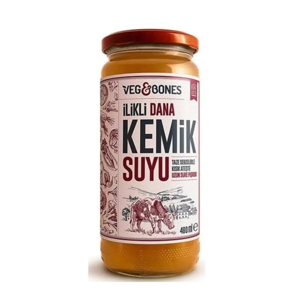 Veg&Bones İlikli Dana Kemik Suyu 480 ml Cam Kavanoz