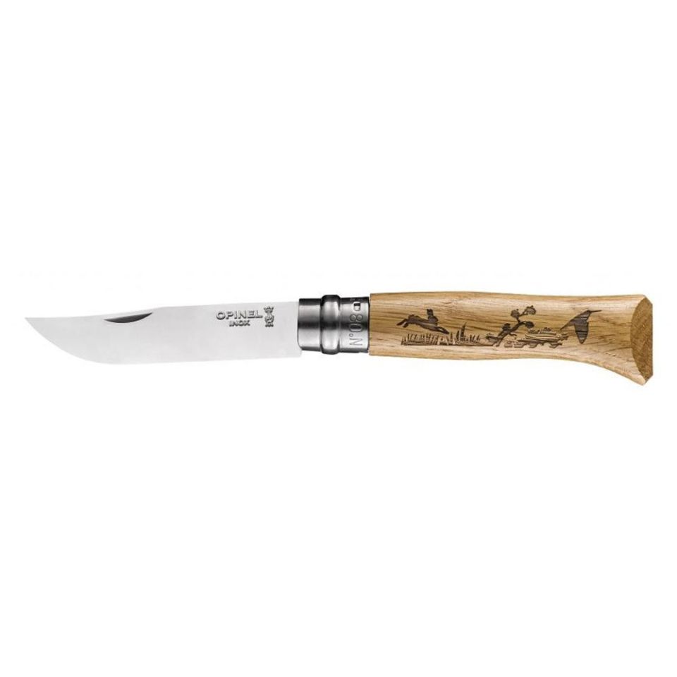 Opinel Inox No 8 Yaban Tavşan Desenli Paslanmaz Çelik Çakı