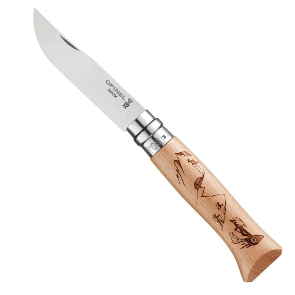 Opinel Inox No 08 Alpine Macera Yürüyüş Desenli Paslanmaz Çelik Çakı